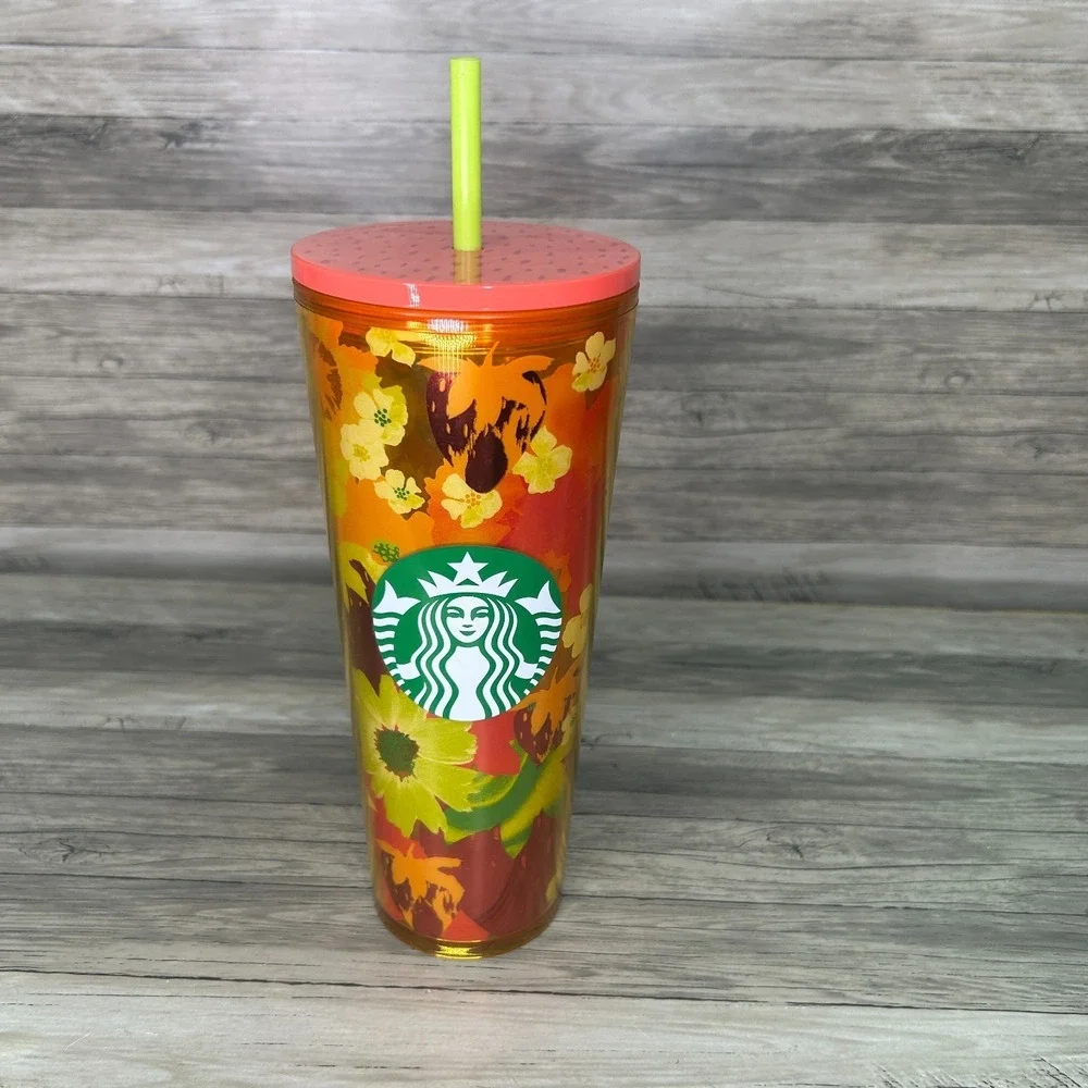 Starbucks Floral Sunflowers Strawberries Venti Cold Cup 2022 Spring 24 oz